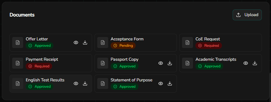 Partners Admissions System Interface